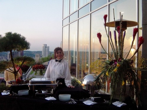 Herforth-Karlovich Benefit at home on Mt. Washington - Buffet with view behind   